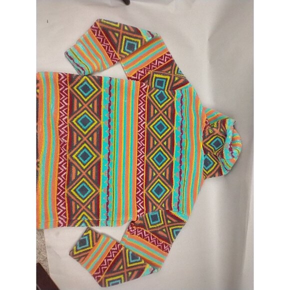 RF Brand Mens Hoodie L Aztec Pullover Sweater Sweatshirt Southwestern Fleece - Picture 5 of 7